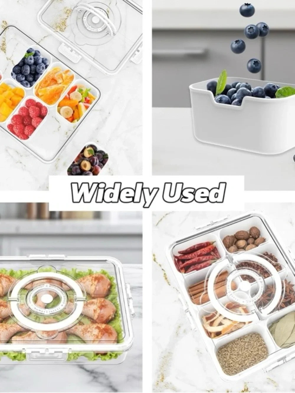 NEW - Divided Serving Tray with Lid and Handle,Time Recording 8 Compartments